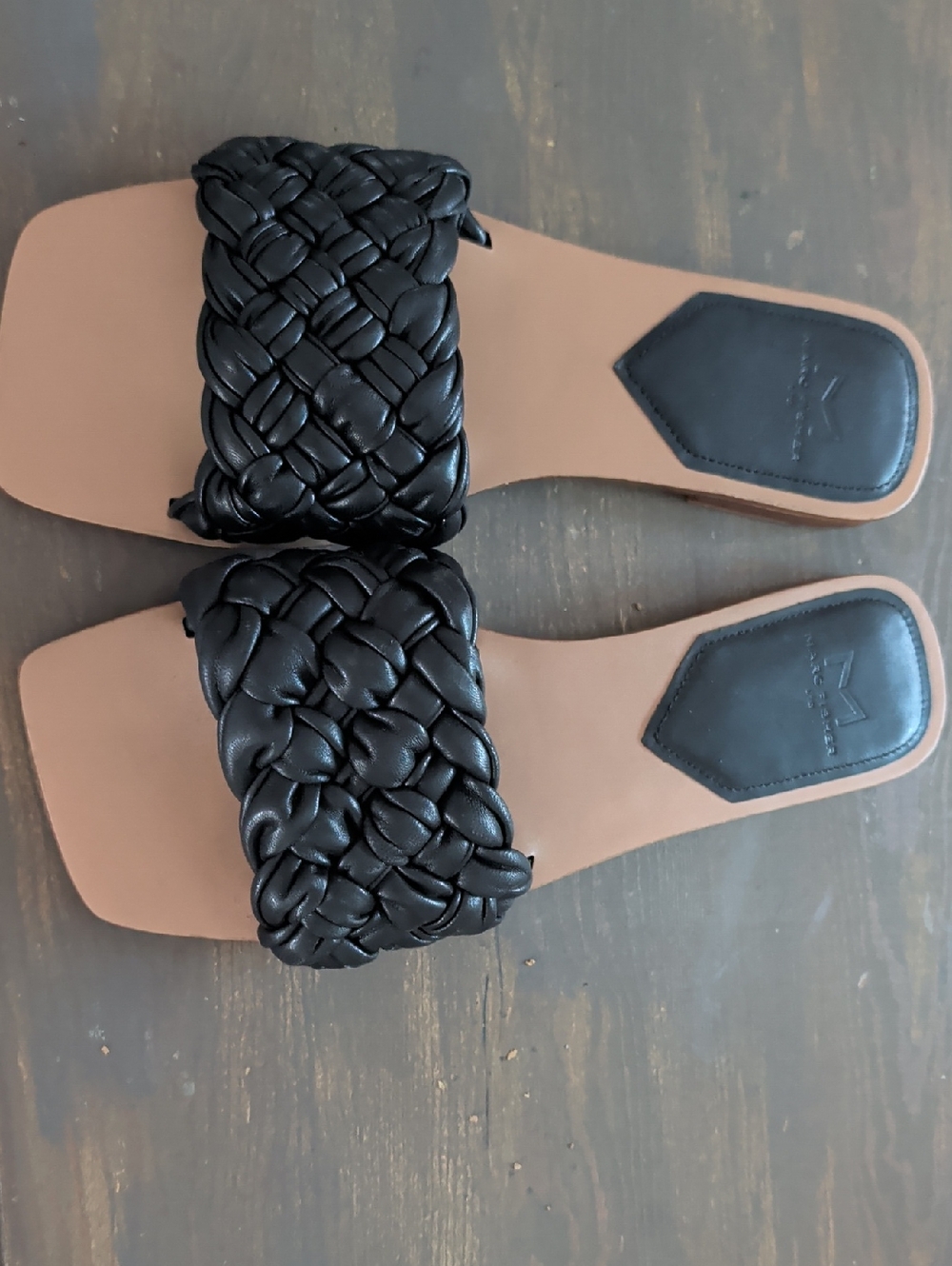 Marc Fisher Black Braided Slide Sandals